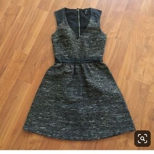 H&M Tweed dress with faux leather details